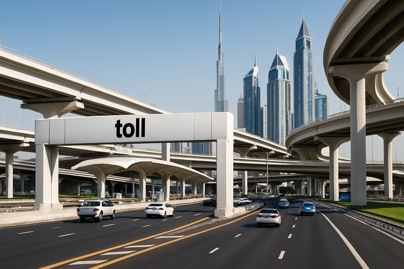 Modern toll road infrastructure in Dubai